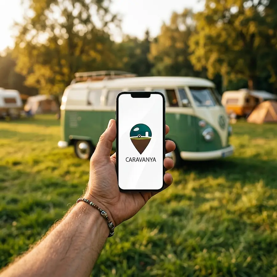 Smartphone mit Caravanya-Screen