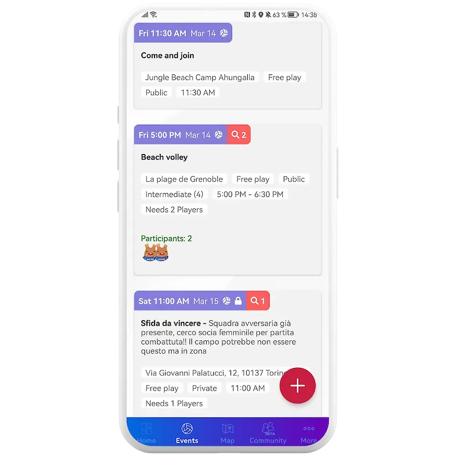 Beachup App Veranstaltungen