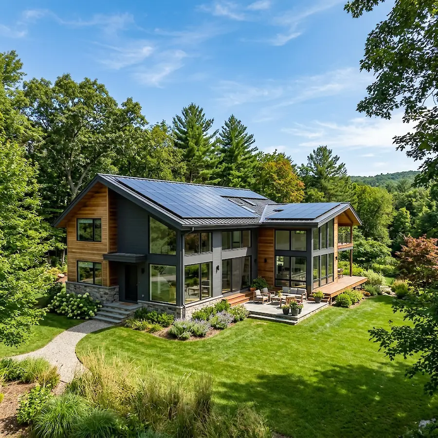 Un futuro sostenible: vivienda moderna con instalación solar