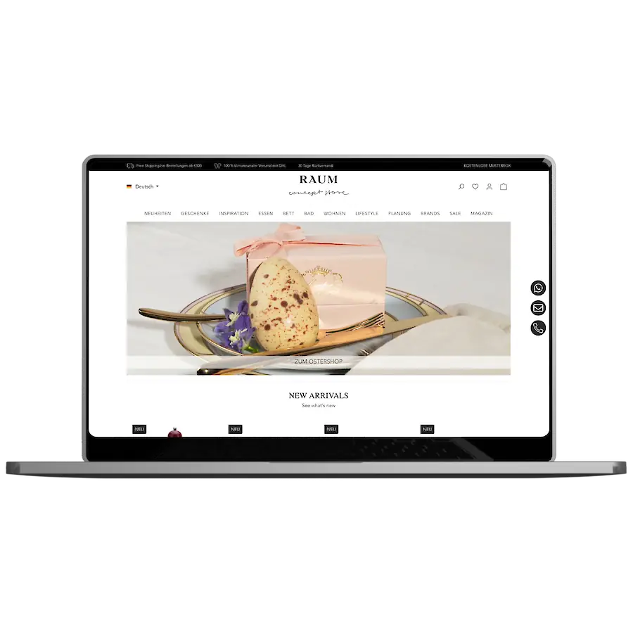 Raum Concept Store Startseite auf Desktop