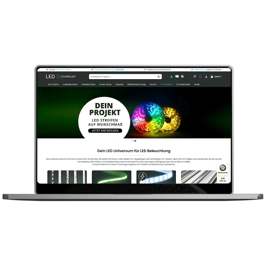 LED Universum Startseite auf desktop