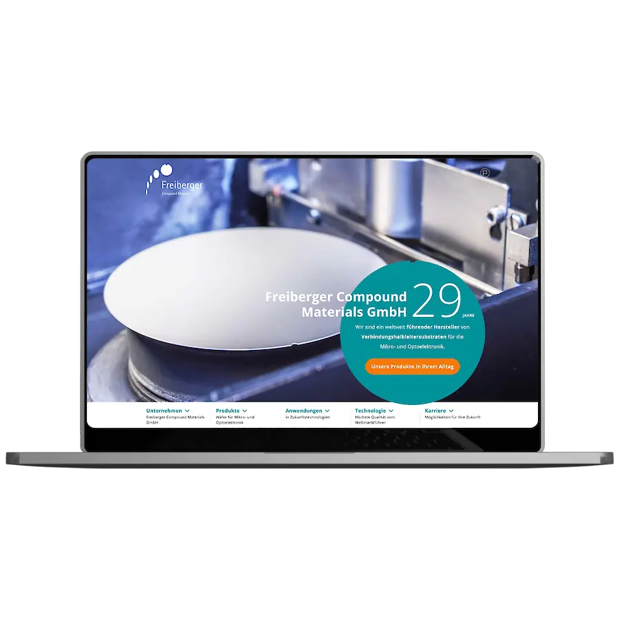 Freiberger Compound Materials website screen 1